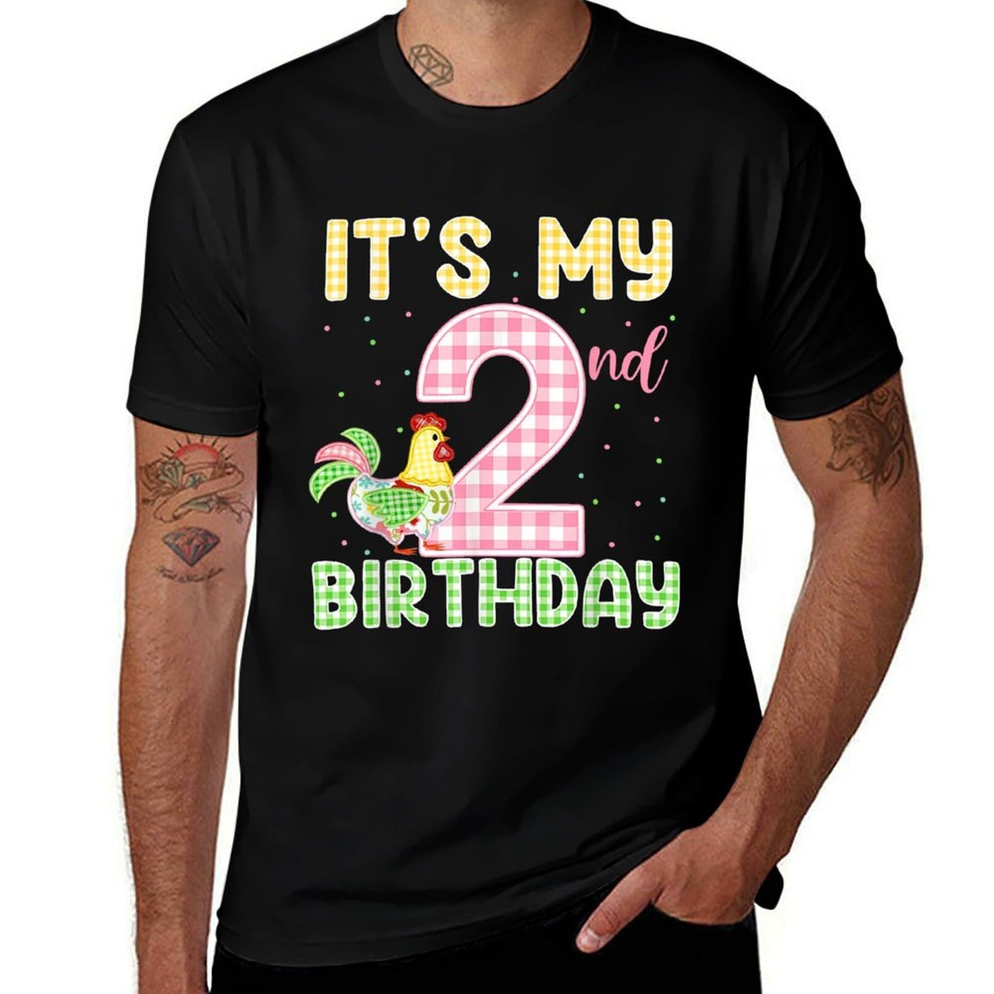 It&#39;s My 2nd Birthday Chicken Two Years Old Farm Animal Lover  Rolled Sleeves T-Shirt