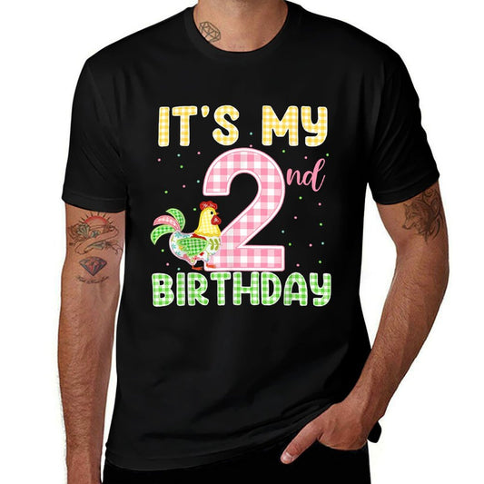 It&#39;s My 2nd Birthday Chicken Two Years Old Farm Animal Lover  Rolled Sleeves T-Shirt