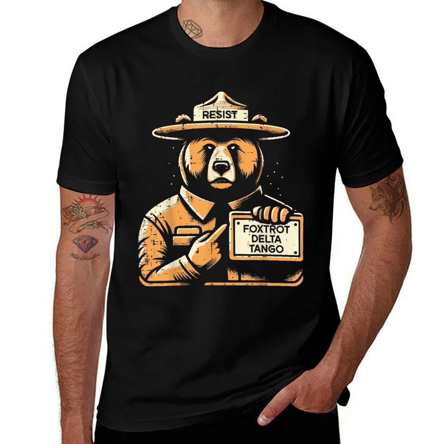 Resist Foxtrot Delta Tango Bear Equality Civil Rights Men  Easy-care T-Shirt