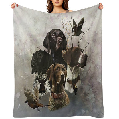 4 German Shorthaired Pointer Colors Sustainable Throw Blanket