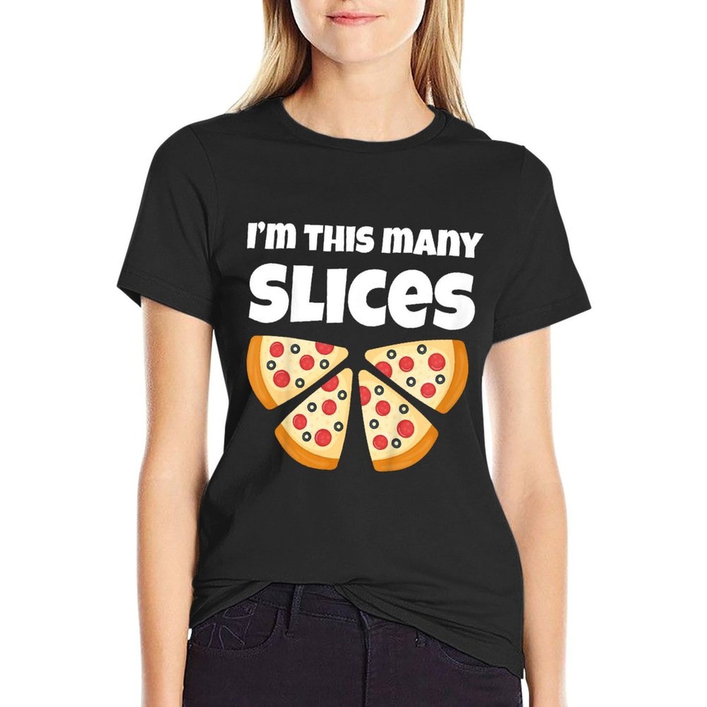 Kids Cute Pizza 4th Birthday I'm This Many Slices 4-Year-Old  Polyester Blend T-Shirt