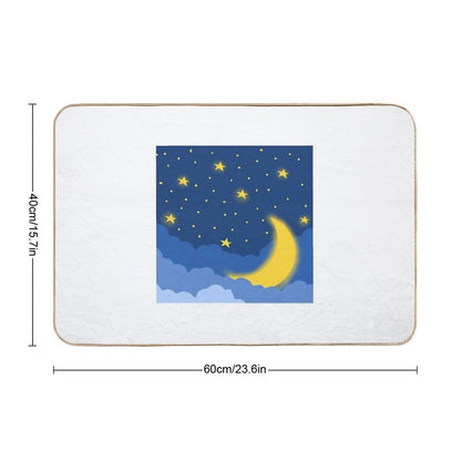 Moon Midnight Flat Design  Non-Slip Bath Mat
