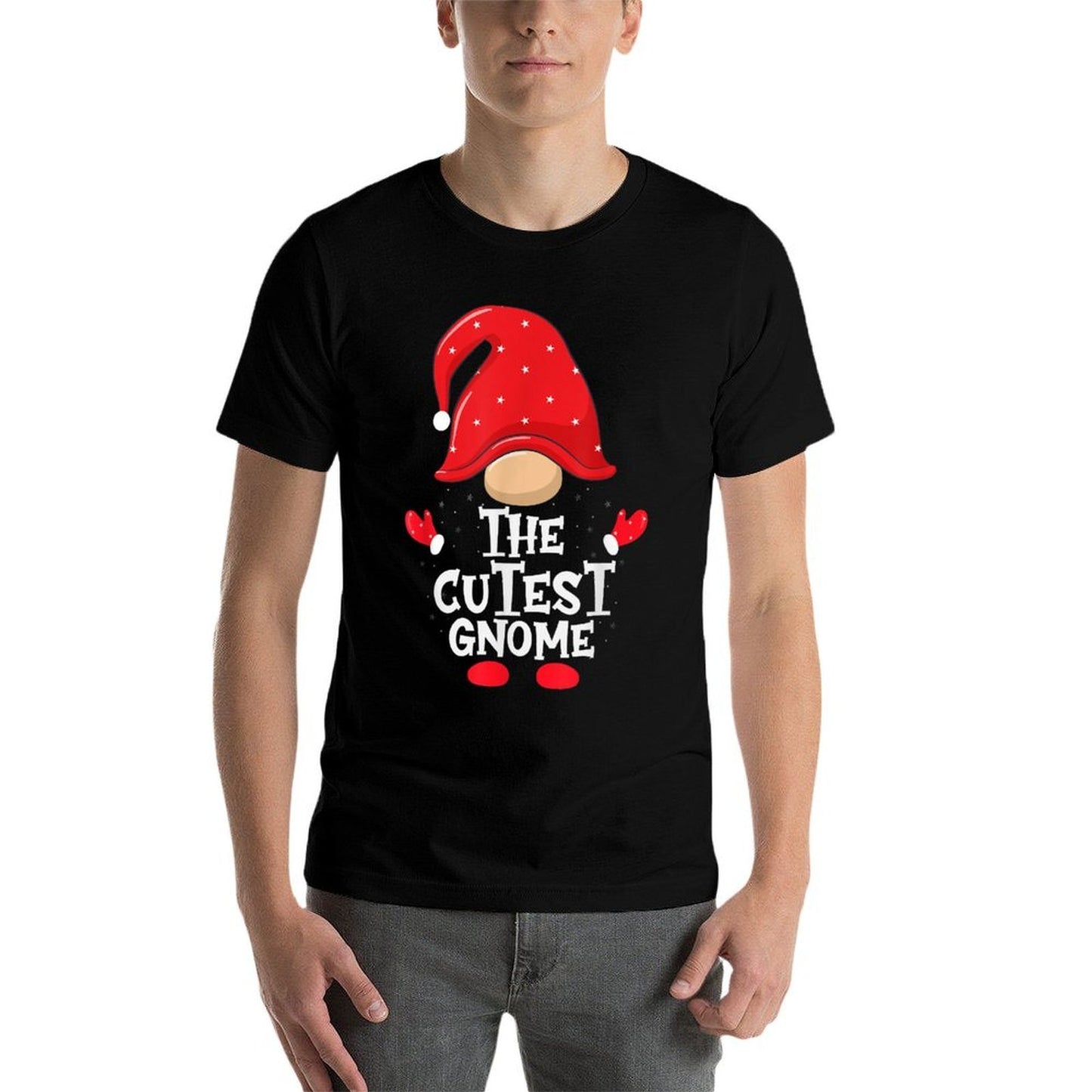 The Cutest Gnome - Funny Matching Family Group Christmas  Rolled Sleeves T-Shirt
