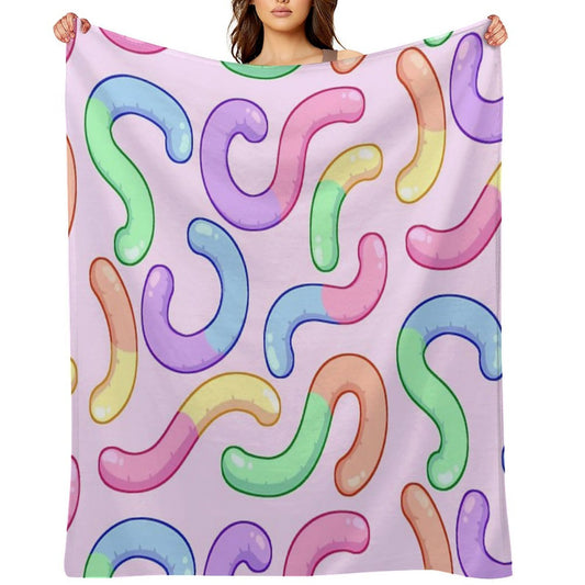 Gummy Worm Pattern Compact Throw Blanket