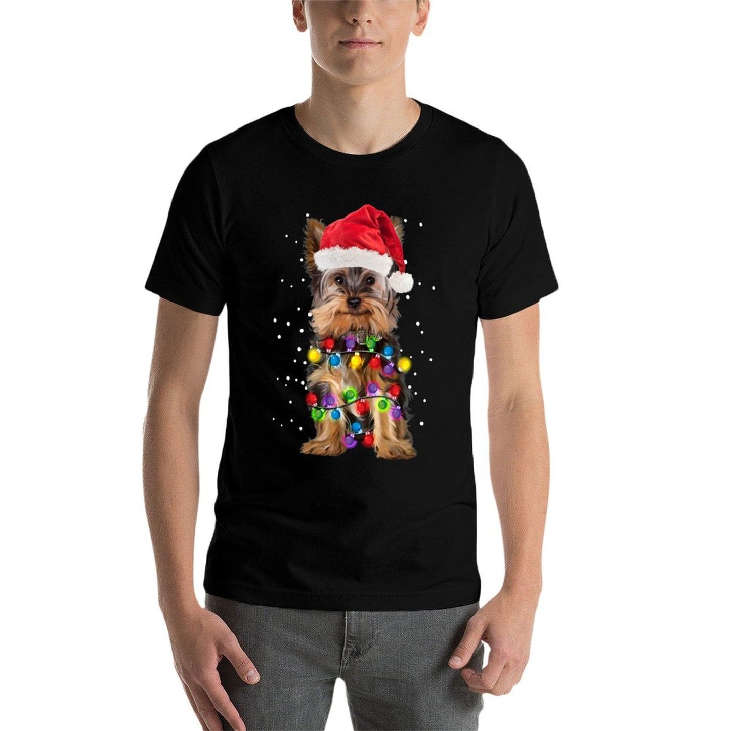 Yorkie Christmas Yorkie Dog Xmas Gift  Rolled Sleeves T-Shirt