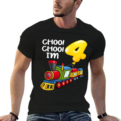 Choo Choo I'm 4 Years Old Locomotive Boys Train 4th Birthday  Classic T-Shirt