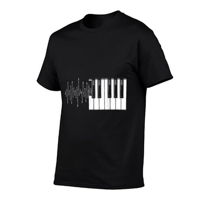 Piano Klavier Heartbeat EKG Pianist Flgel - Music - Unisex Adult - Black - Small - - Classic Fit  Vintage-inspired T-Shirt