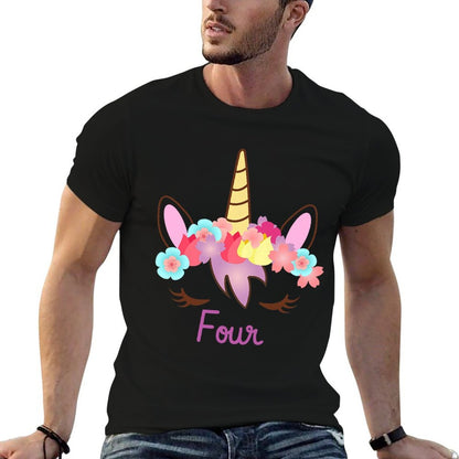 Kids Girls 4th Birthday Unicorn - Unicorn Fourth Birthday Premium  Quick-drying T-Shirt