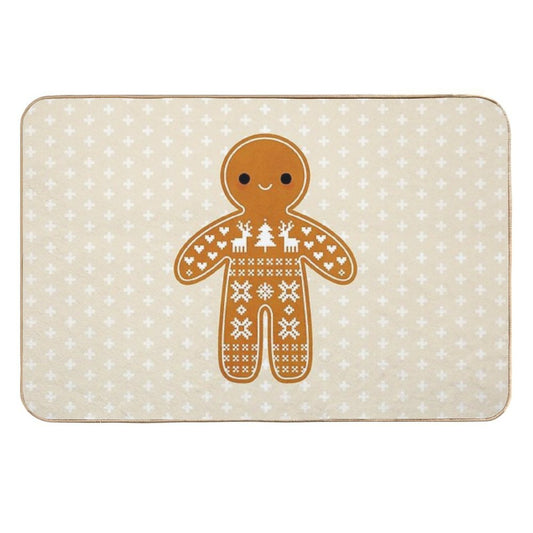 Sweater Pattern Gingerbread Cookie  Non-Slip Bath Mat