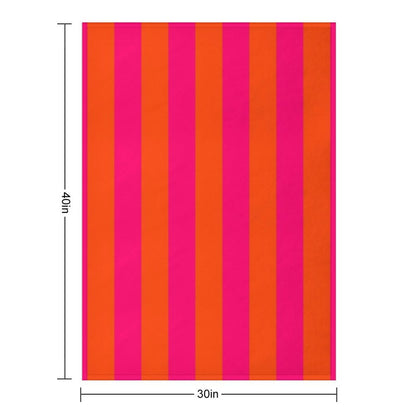 Bright Neon Pink And Orange Vertical Cabana Tent Stripes Multi-functional Throw Blanket