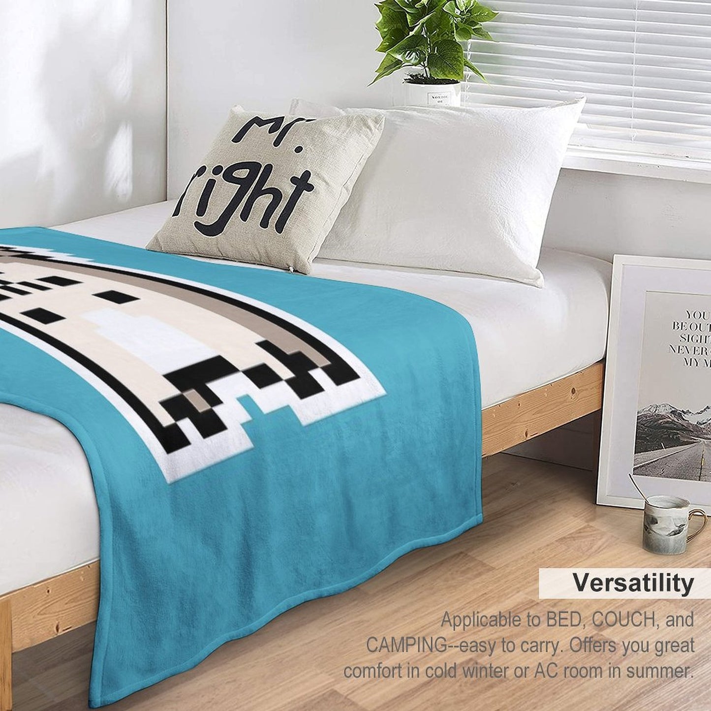 White Pixel-Cat Easy Care Throw Blanket