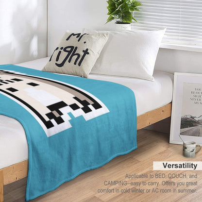 White Pixel-Cat Easy Care Throw Blanket