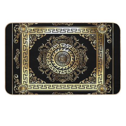Baroque Gold Black Greek Key Meander  Odorless Bath Mat