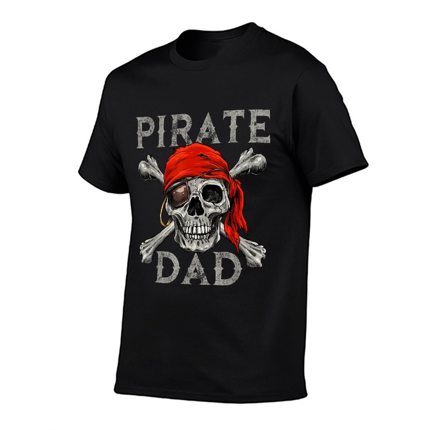 Pirate Dad Jolly Roger Crossbones Skull Halloween  Ribbed Collar T-Shirt