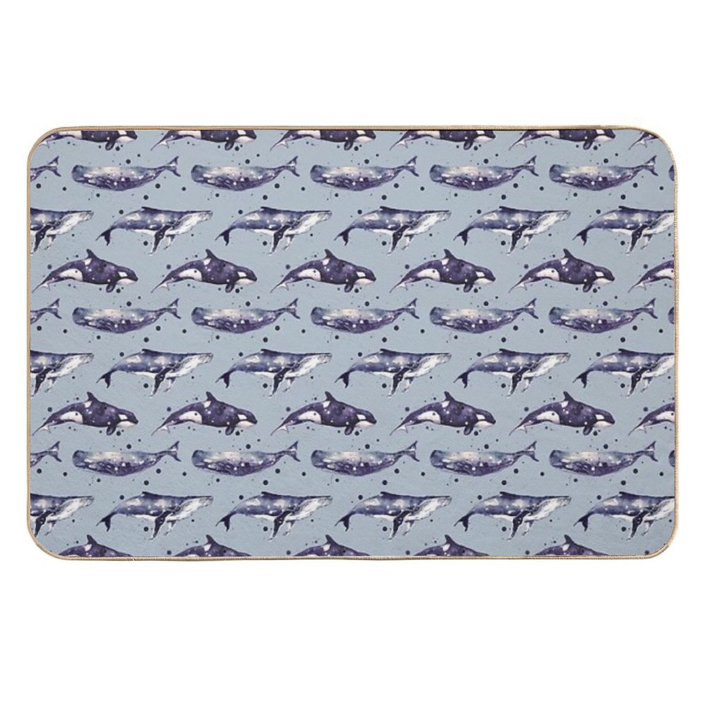Watercolor Whale Trio in Grey  Eco-Friendly Bath Mat