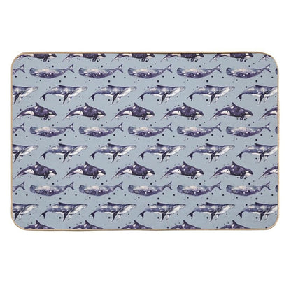 Watercolor Whale Trio in Grey  Eco-Friendly Bath Mat