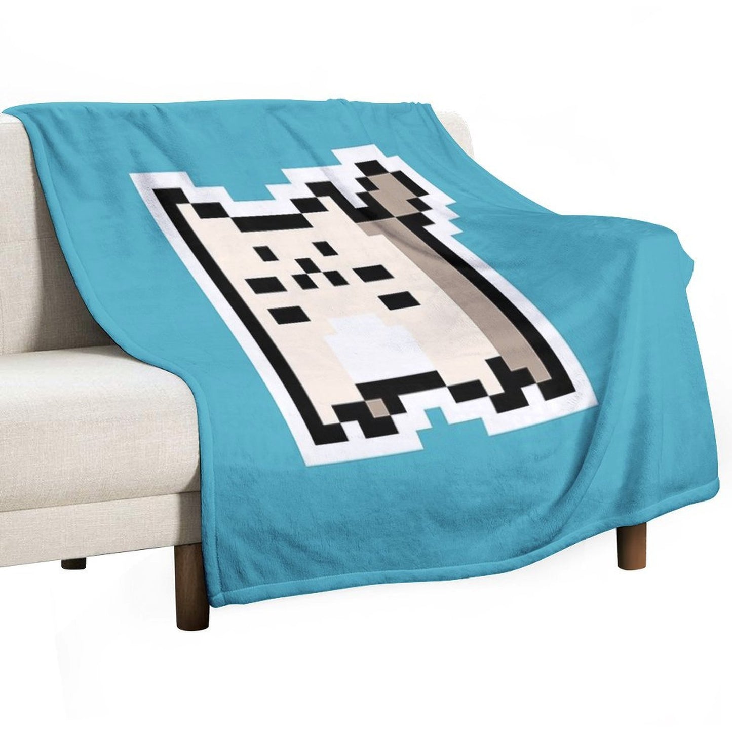 White Pixel-Cat Easy Care Throw Blanket