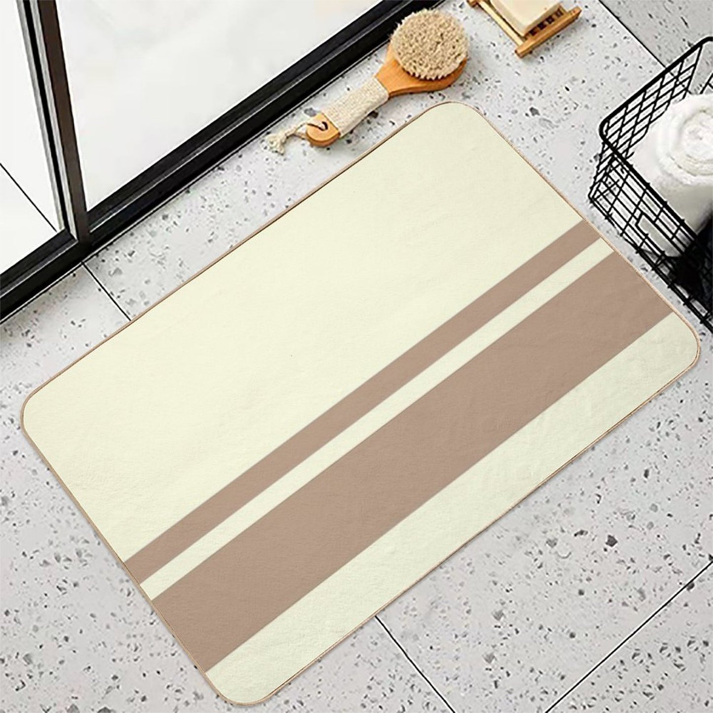 Horizontal Violet Stripes Durable Bath Mat