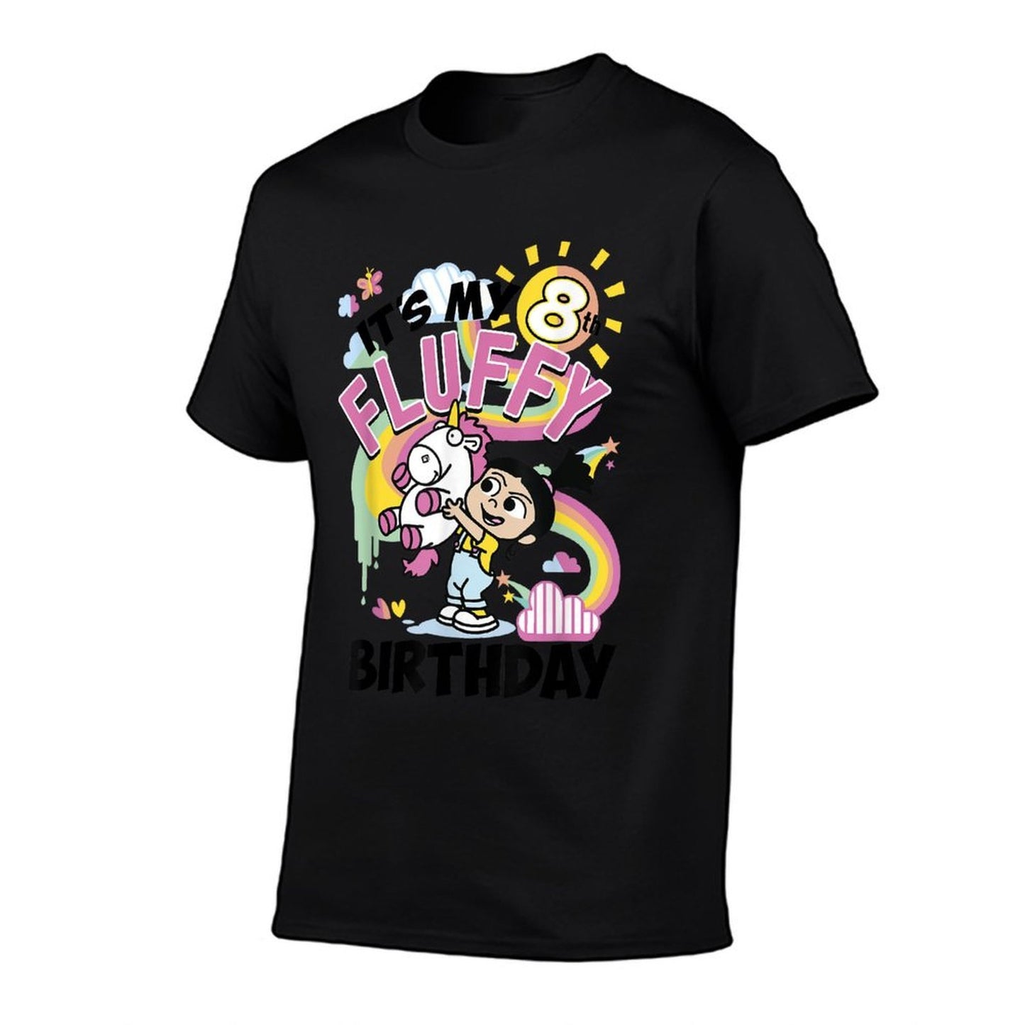 Despicable Me Minions Agnes It's My 8th Fluffy Birthday  Ribbed Collar T-Shirt