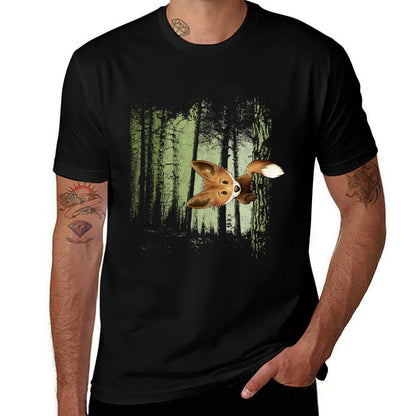 Funky Fox In Casual Twilight Forest  Wrinkle-resistant T-Shirt