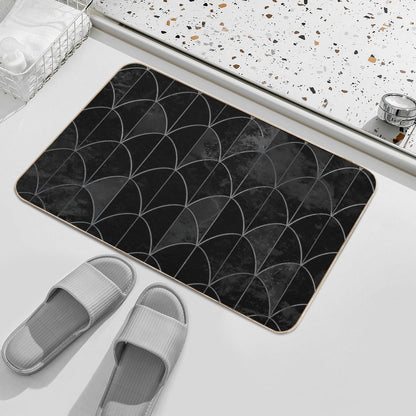 Mermaid Scales. Black And White Watercolor.  High-Traffic Bath Mat