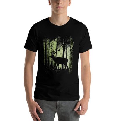 Womens Twilight Forest Wildlife Deer Stag Silhouette  Stretchy T-Shirt