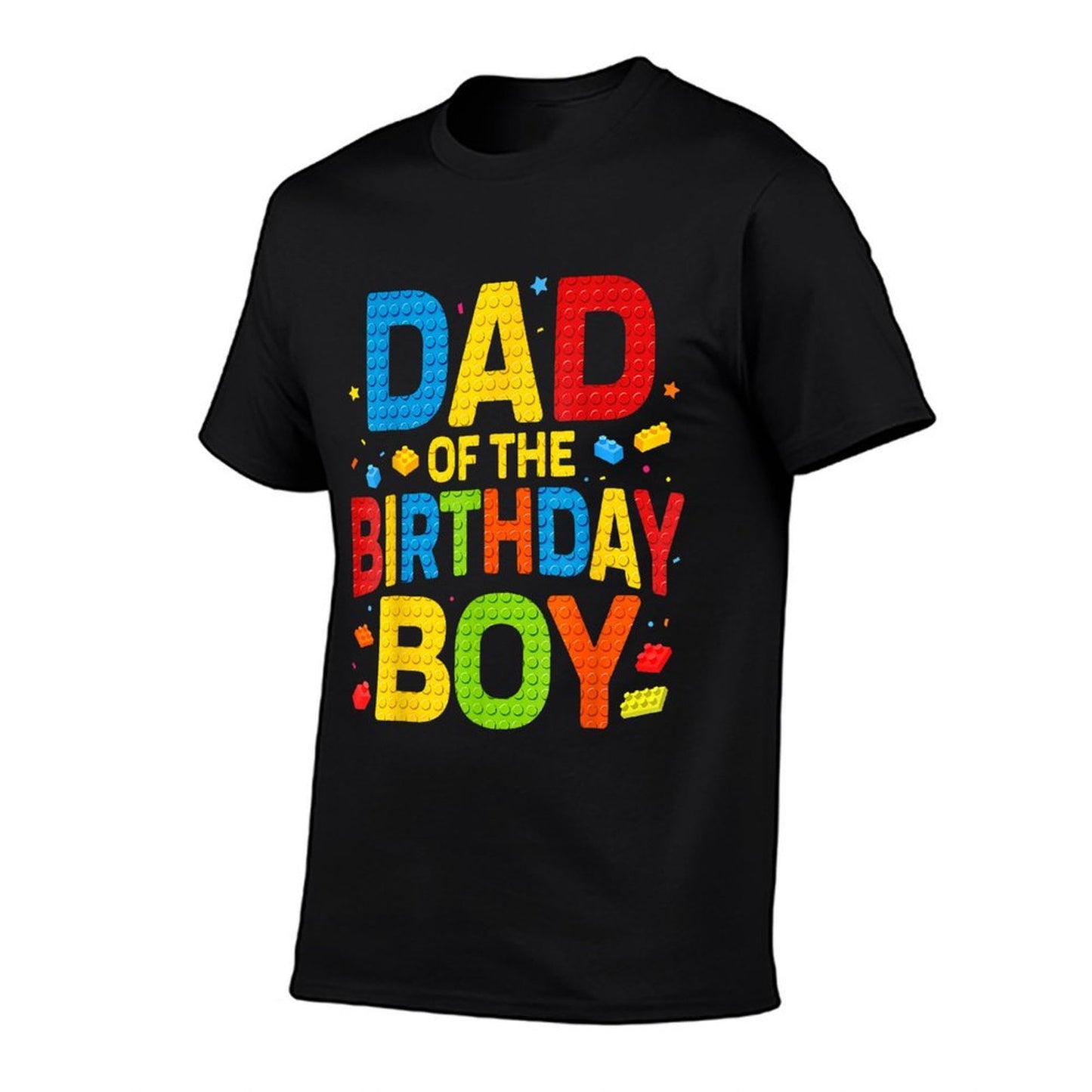 Birthday Party Dad Of The Birthday Boy Building Block  Ribbed Collar T-Shirt