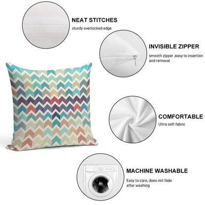 Watercolor Chevron Pattern Soft Reinforced Edging Throw Pillow