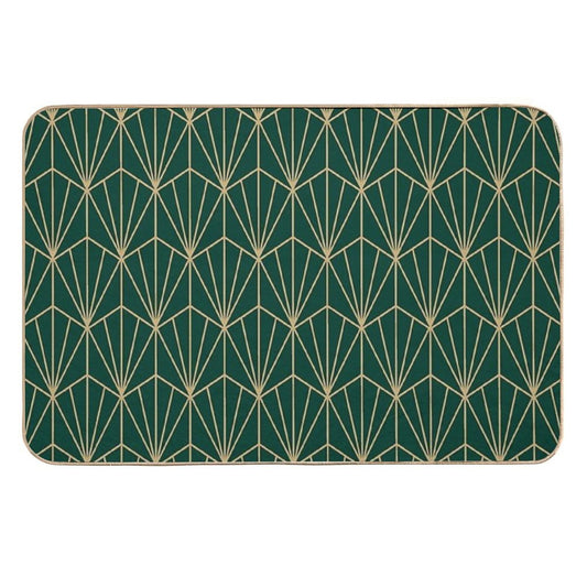Art Deco in Green And Gold  Rapid-Drying Bath Mat