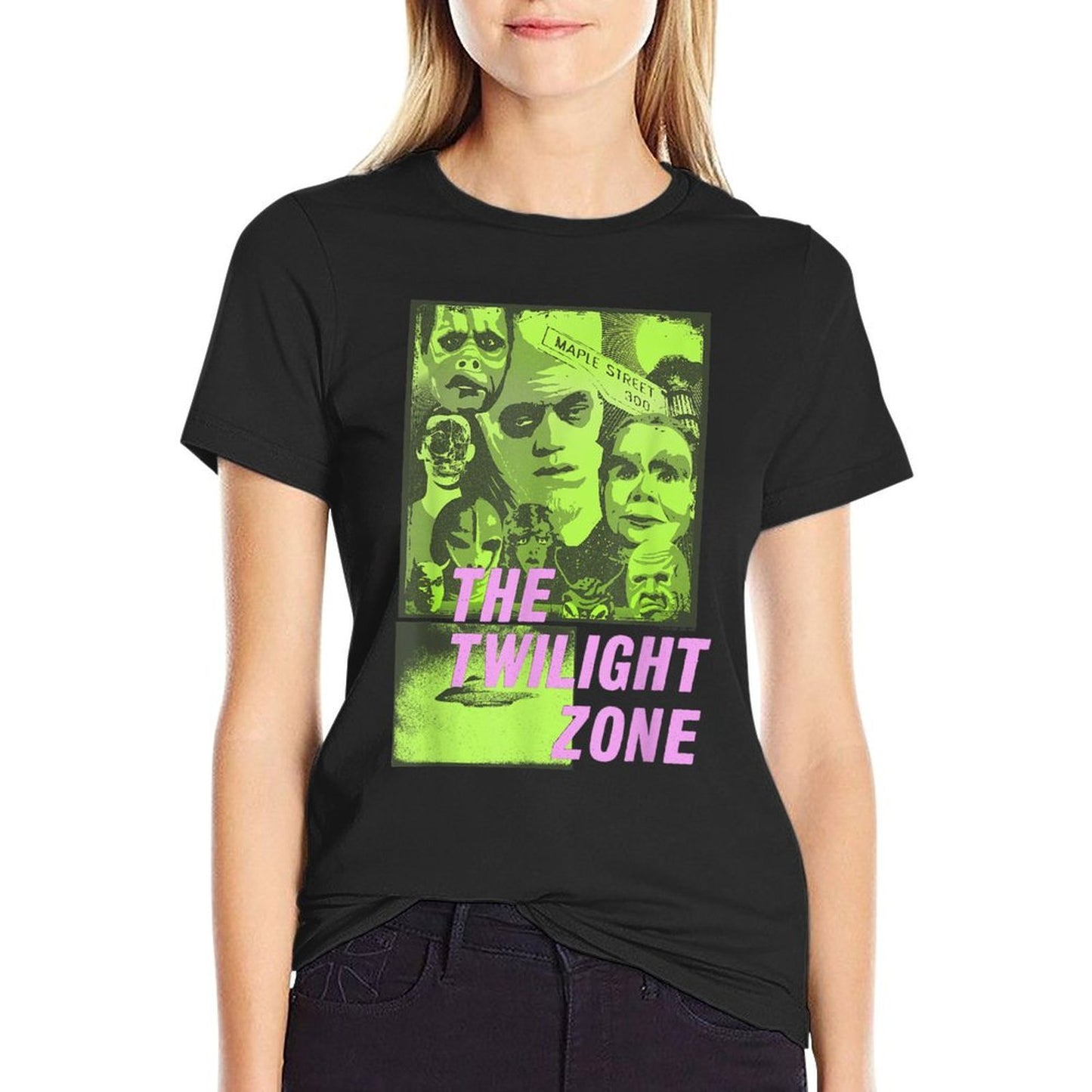 The Twilight Zone Pop Art Color Collage Retro TV Show  Heathered Texture T-Shirt