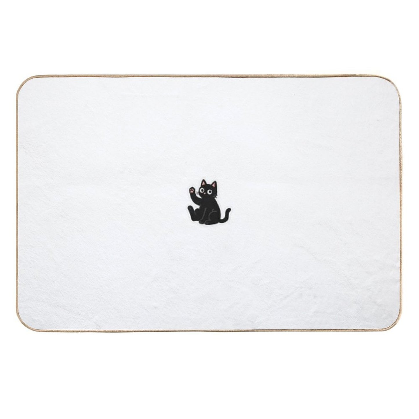 Waving Black Cat – Friendly Paw Sticker  Pet-Safe Bath Mat
