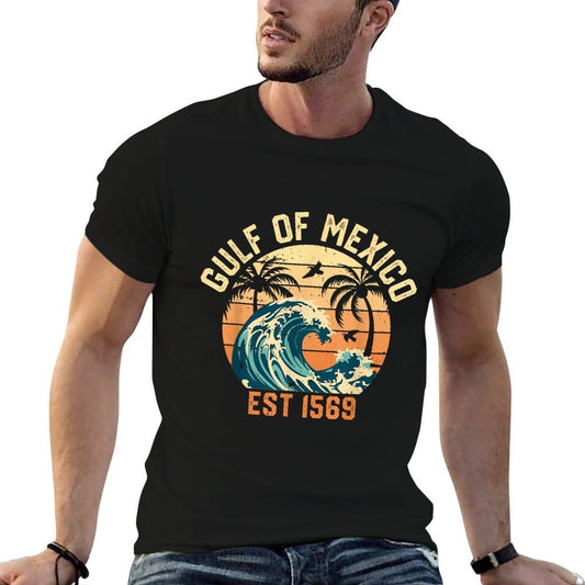 Gulf Of Mexico 1569 American Gulf of Mexico Map Lover  Ribbed Collar T-Shirt