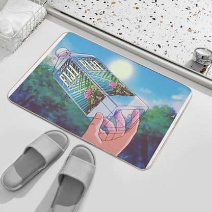 Fiji Water Bottle Anime Japan Lofi Retro Vintage Chill Vaporwave  Rapid-Drying Bath Mat