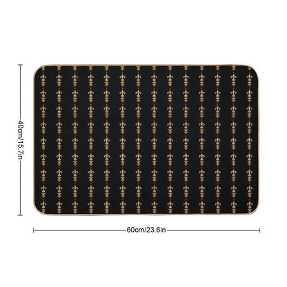 Golden Fleur De Lis on Black  Slip-Resistant Bath Mat