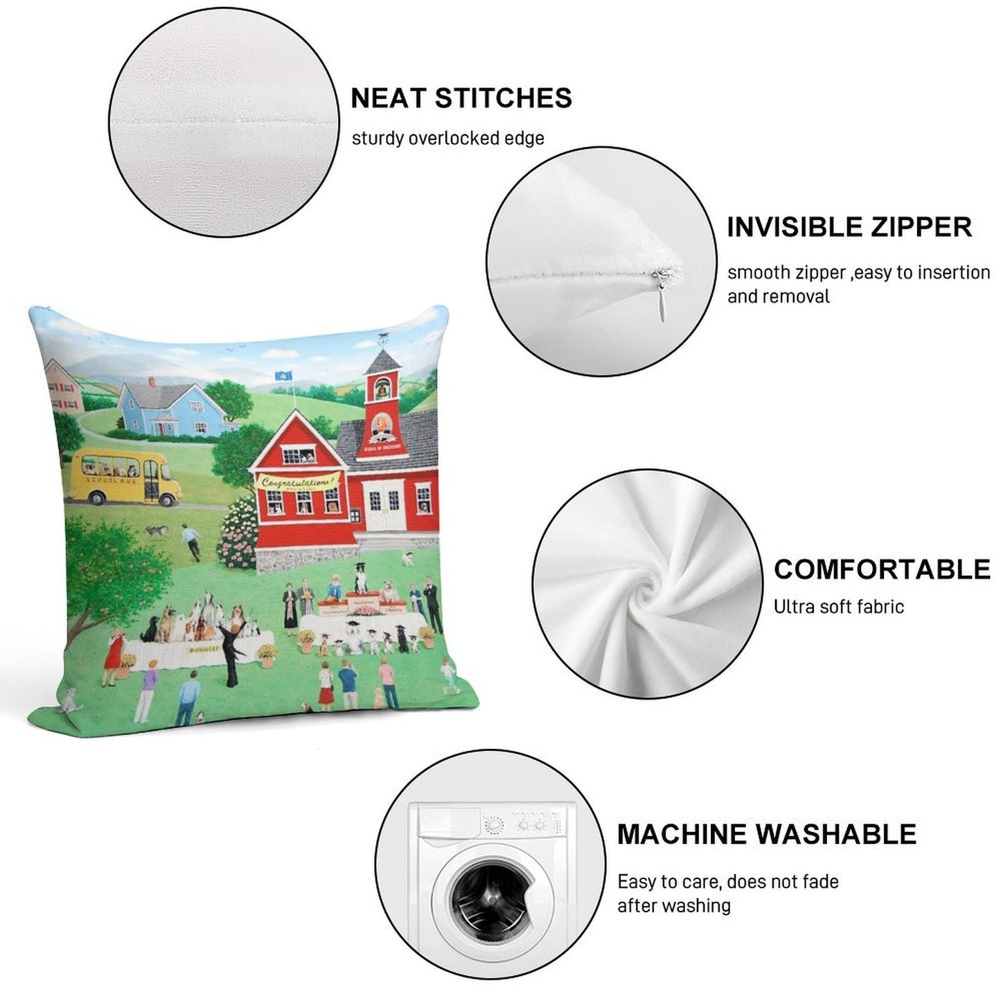 Doggie Graduation Day Soft Style Accent Throw Pillow