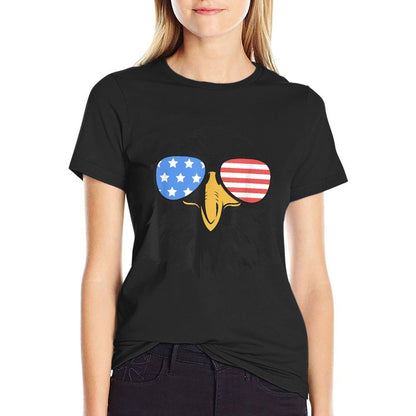 Bald Eagle American Patriotic Sunglasses Happy 4th Of July  Moisture-wicking T-Shirt