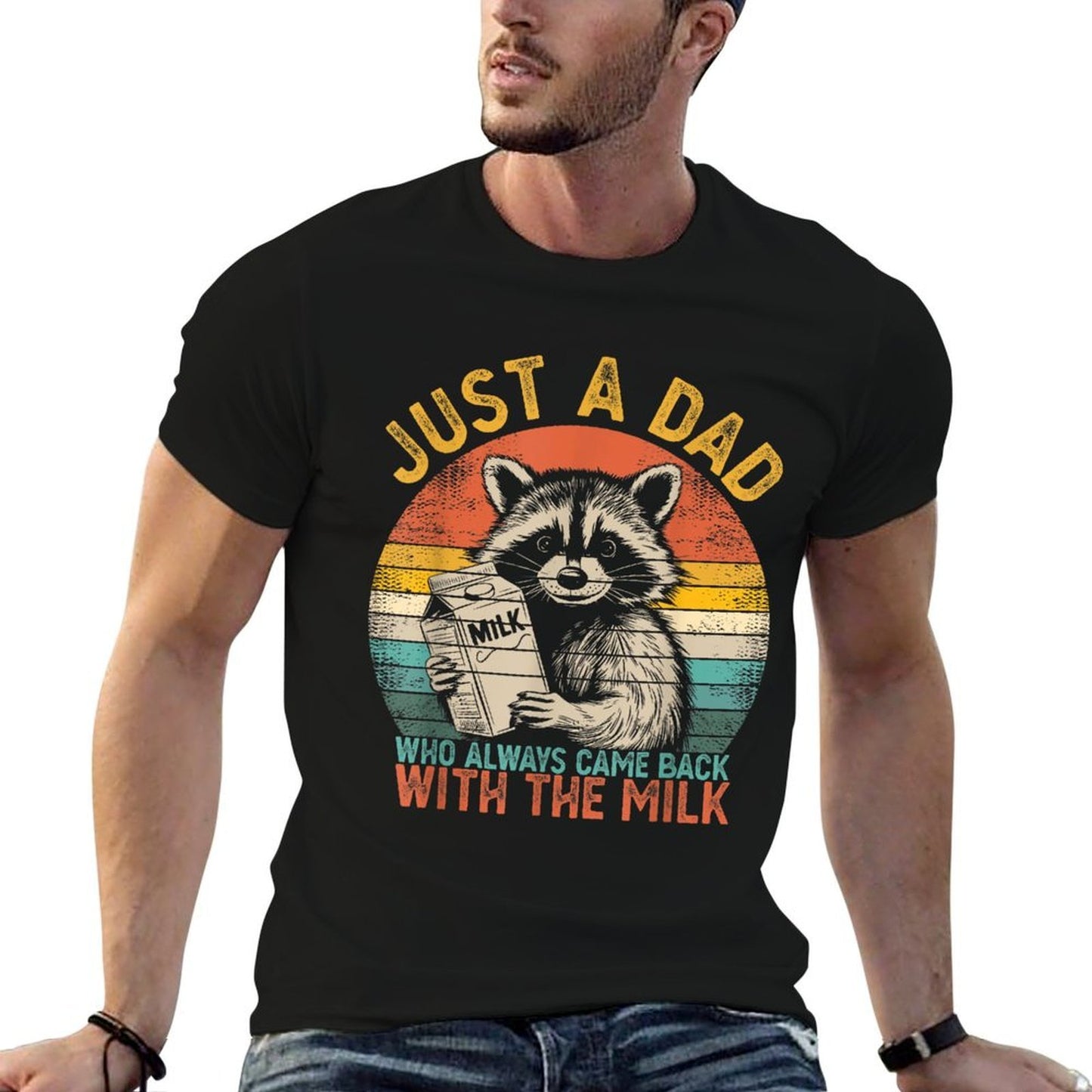 Just A Dad Who Always Came Back With The Milk Father’s Day  Oversized Silhouette T-Shirt