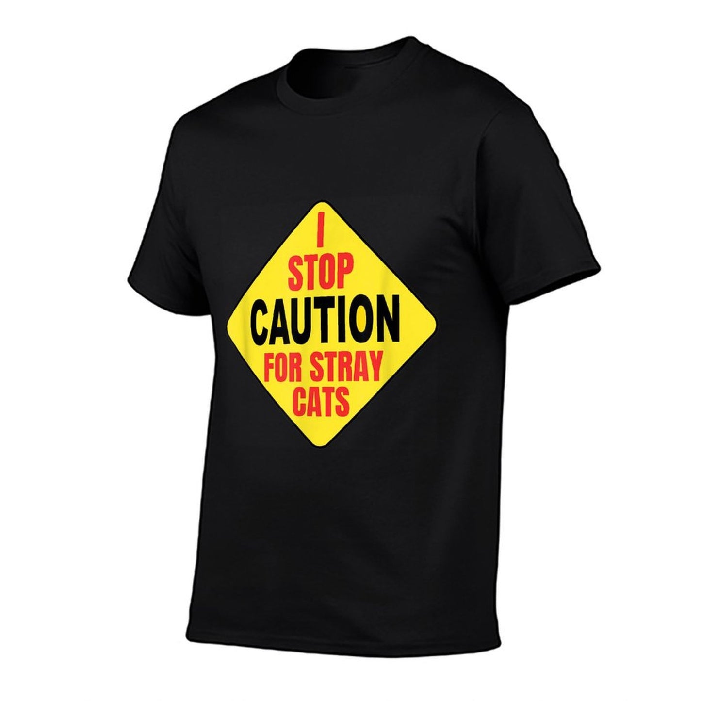 Witty Fun Cat Lady Or Guy Caution Stray Cat Warning Quote  Oversized Silhouette T-Shirt