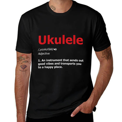 Definition Ukulele Hawaiian Guitar Musician Uke Acoustic  Fade-proof Color T-Shirt
