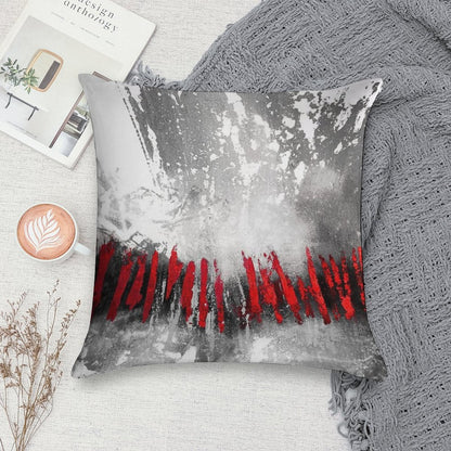 Red Gray Abstract Soft Easy Maintenance Throw Pillow