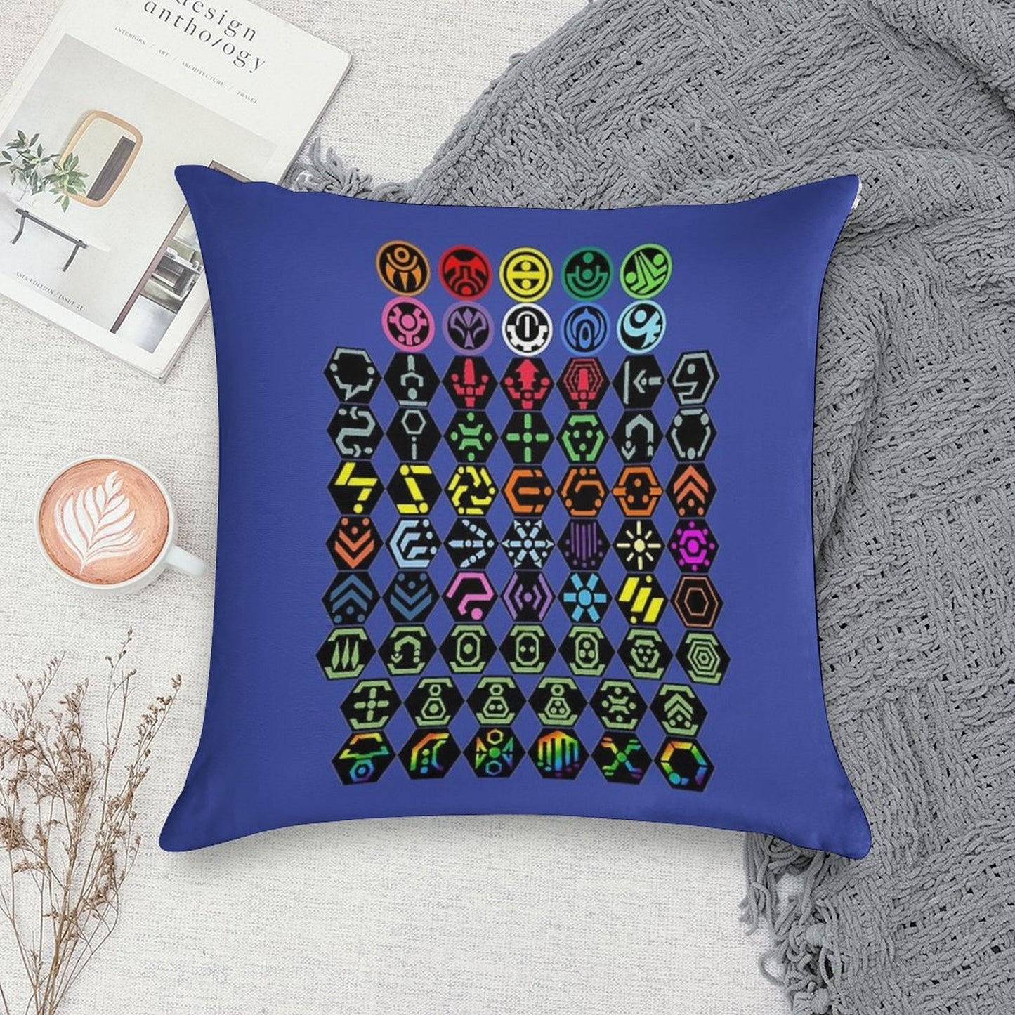 Phantasy Star Online - Icons Soft Hidden Zipper Throw Pillow