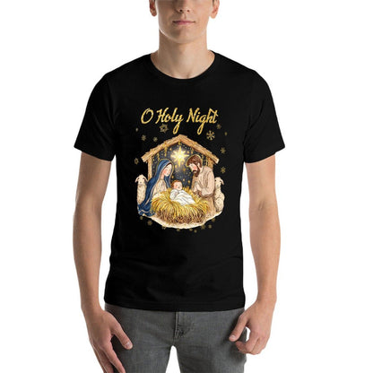 Oh Holy Night Religious Christmas Nativity Scene Funny  Quick-drying T-Shirt