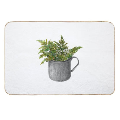 Mug with Fern Leaves  Dirt-Trapping Bath Mat