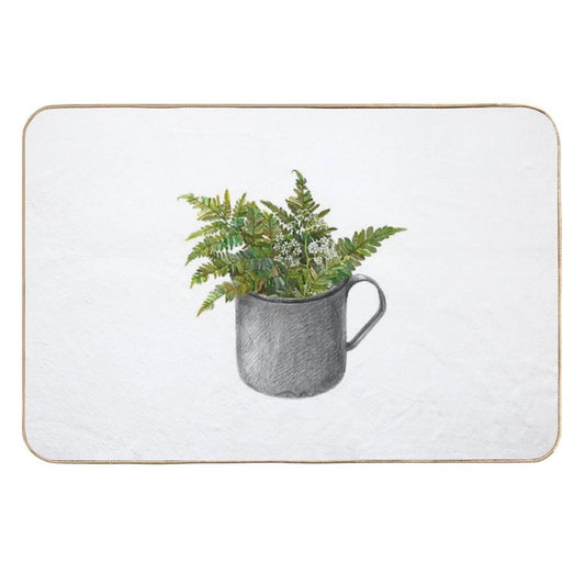 Mug with Fern Leaves  Dirt-Trapping Bath Mat