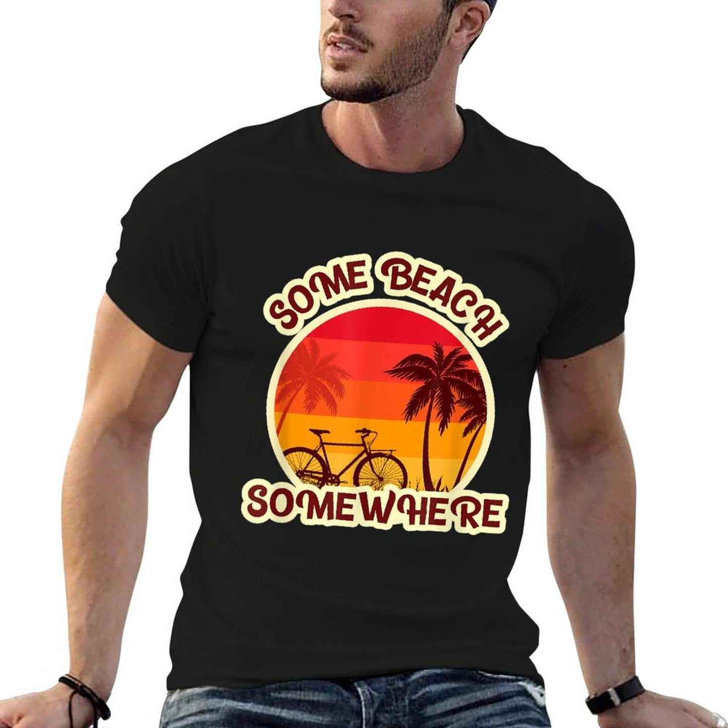 Some Beach Somewhere Unique Vintage Sunset Ocean Beaches  Easy-care T-Shirt