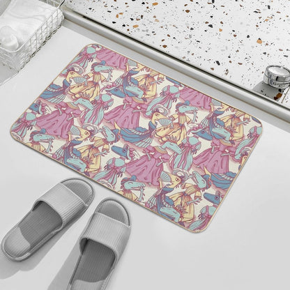 Victorian Velociraptor Fashion Plates Durable Bath Mat