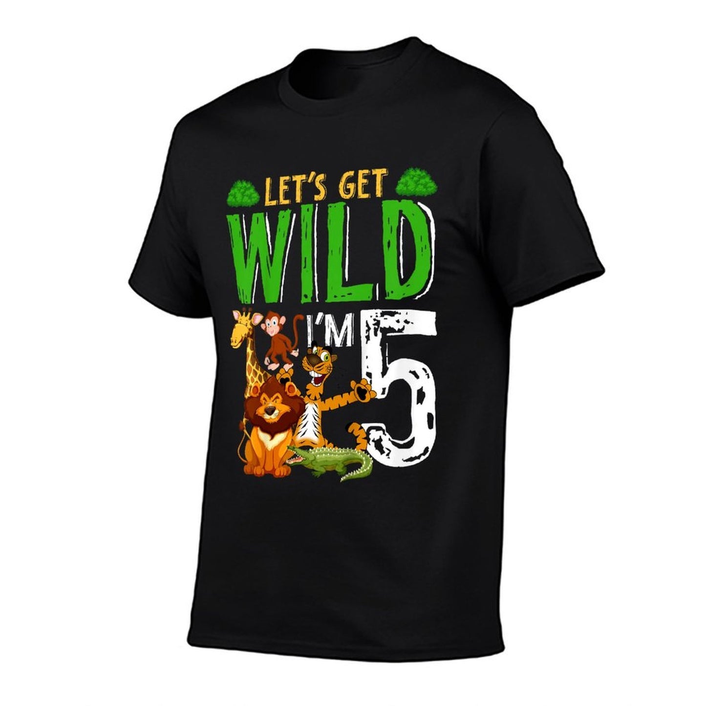 Kids Let's Get Wild I'm 5 Years Old - 5th Birthday  Oversized Silhouette T-Shirt