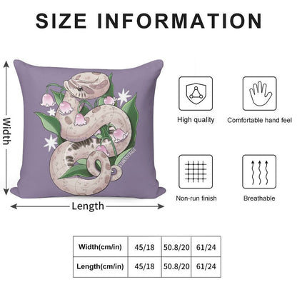 Lavender Hognose Snake with Lily of The Valley Soft Hidden Zipper Throw Pillow