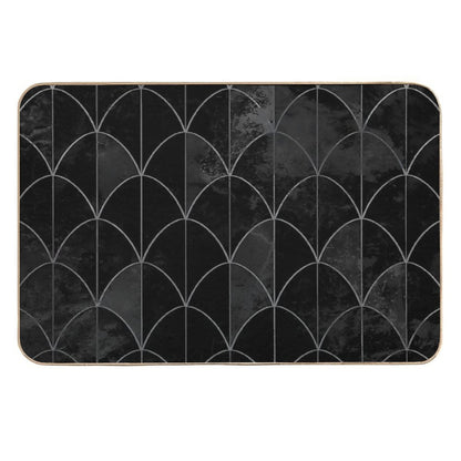 Mermaid Scales. Black And White Watercolor.  High-Traffic Bath Mat