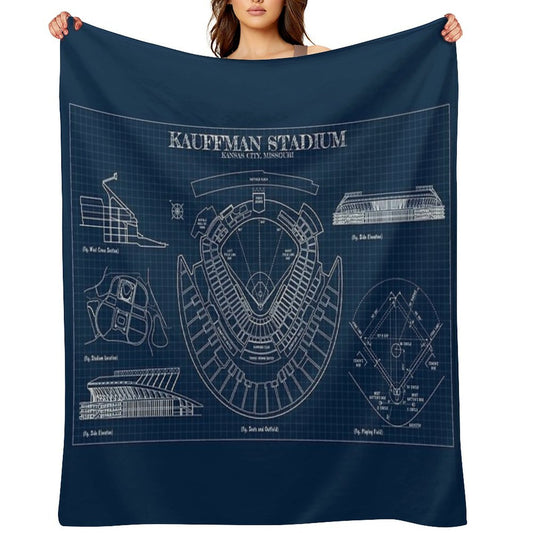Kauffman Stadium (Navy Blueprint) Comfort Throw Blanket